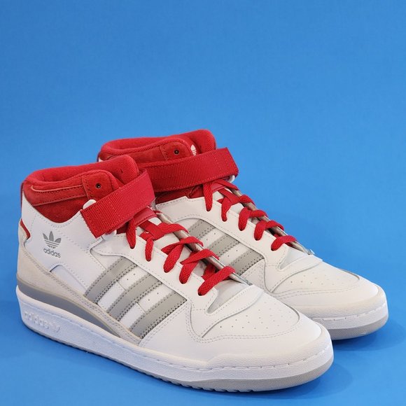 Adidas Forum Mid White/Scarlet Red/Grey Men's Athletic Sneakers FY6819 NWT - Picture 1 of 6
